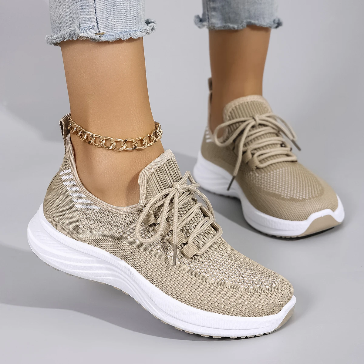 أحذية نسائية صيفية مسطحة من القماش الشبكي قابلة للتنفس، أحذية نسائية كاجوال، أحذية رياضية، تخفيضات، شحن مجاني