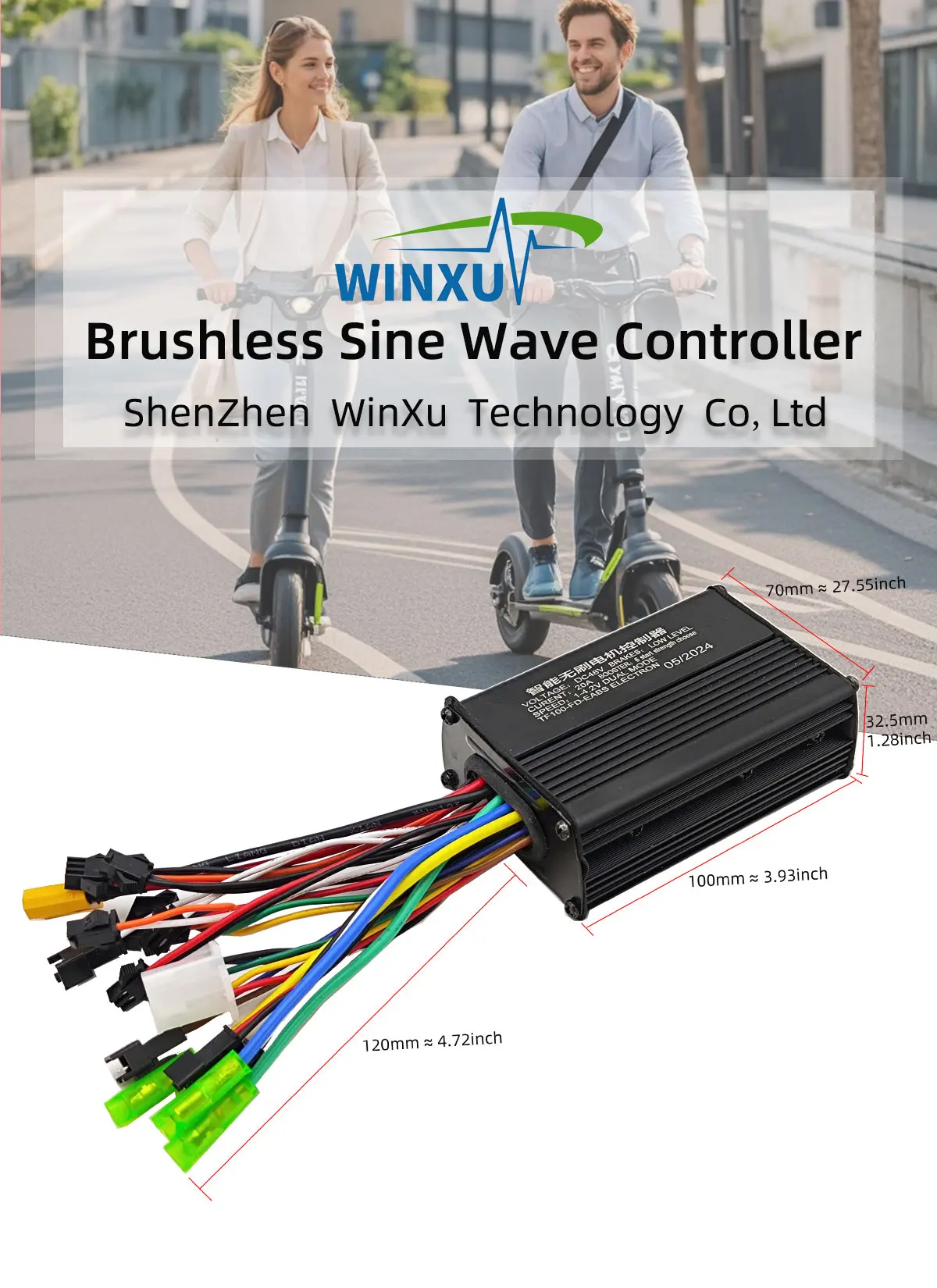 48V 20A 500W Bürstenloser Motor Sinuswellen-Universalregler TF-100 TF100 LCD-Display Gashebel-Kit für Kugoo M4 Elektroroller – Detail 1