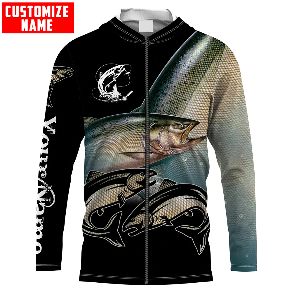Chinook salmon Fishing Customize Name 3D All Over Printed Men's Hoodie & Sweatshirt Unisex Zip Hoodies Casual Tracksuits KJ889