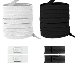 Enhanced No-Tie Gradient Elastic Shoelaces for Sneakers - Kids & Adults Shoe Accessories (White black 2pairs)