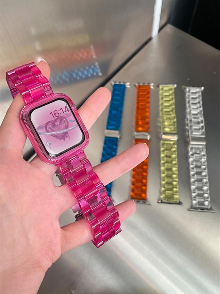 Chic Candy Clear Watch Case & Strap Set - Solid Color Band