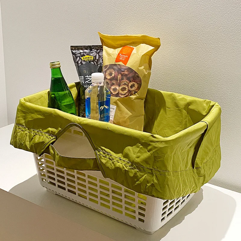 Ins Folding Shopping Bag Travel Environmental Protection Handbag Shoulder Bag Supermarket Large-Capacity Cloth For Student