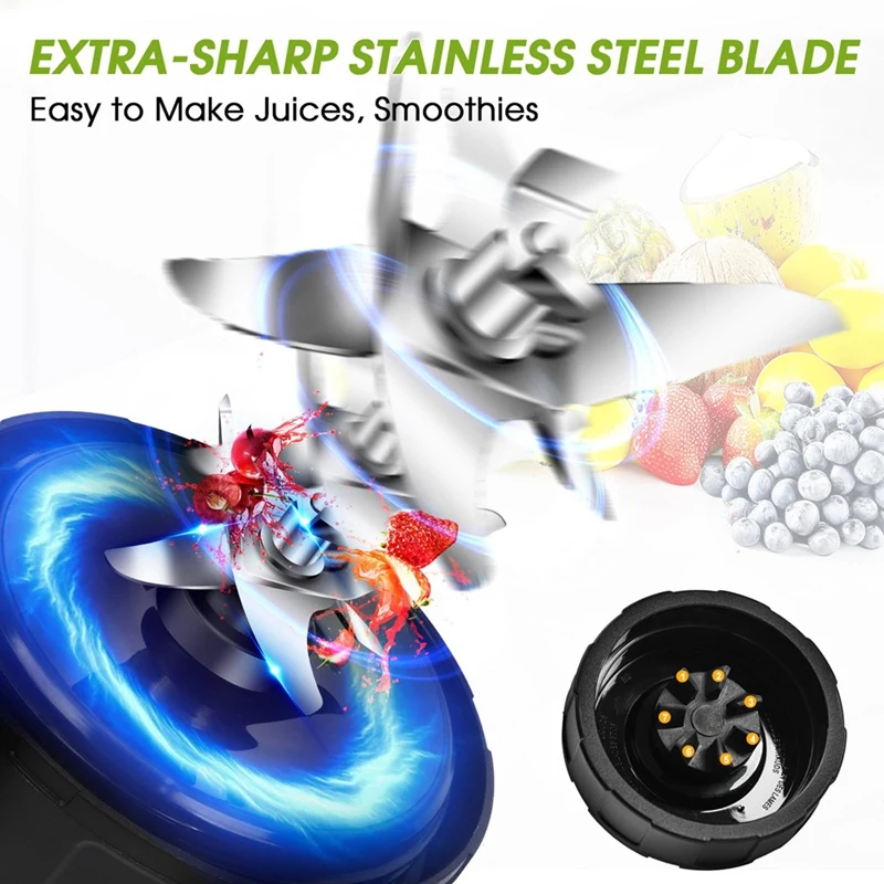 Blender Replacement Parts For Ninja, 32Oz & 24Oz Ninja Blender Cups Replacement With To-Go Lids & 7-Fins Extractor Blade 5