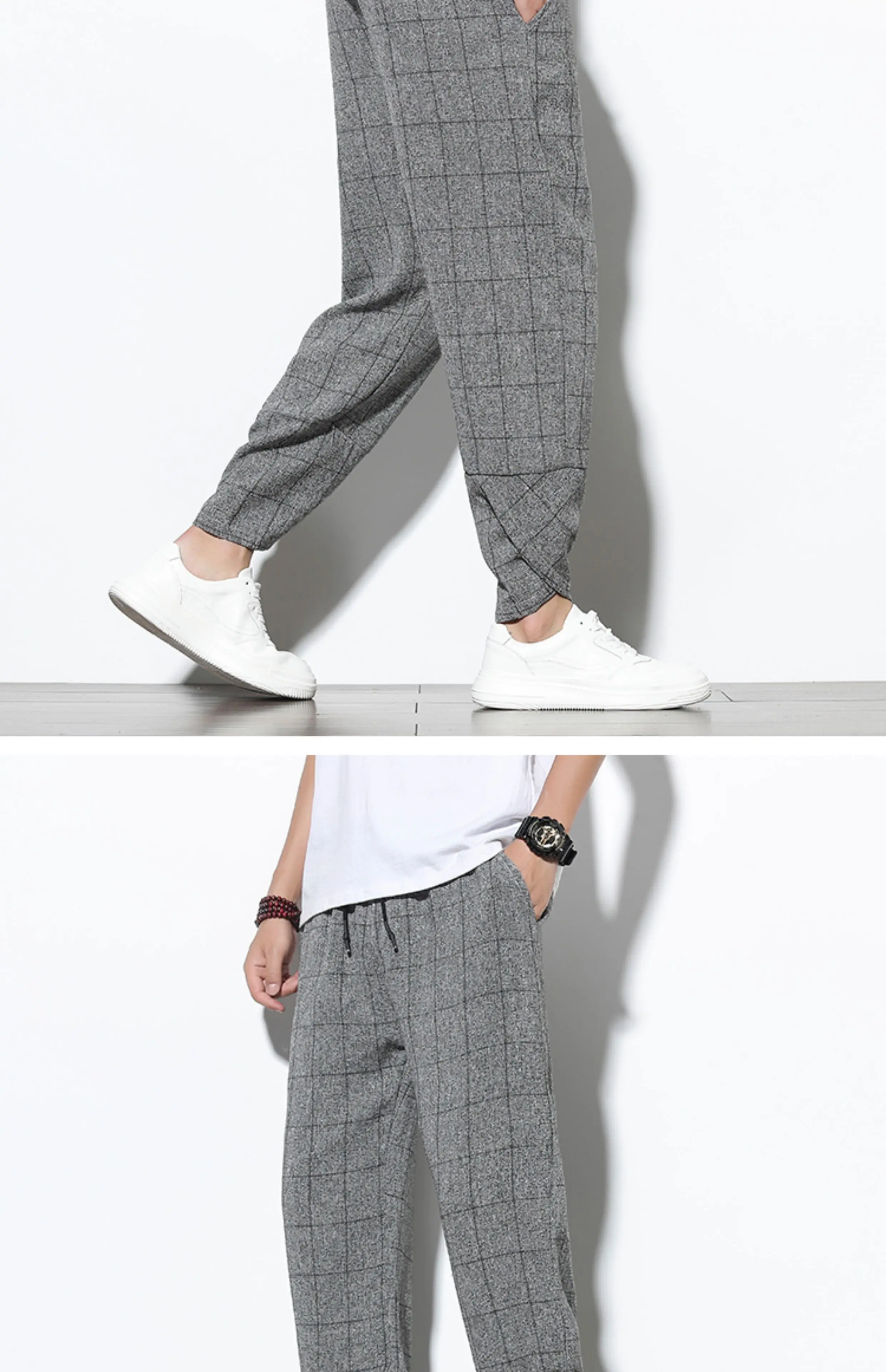 Pants Men jogginhose herren gym Hosen Herren Frühling und Sommer trend ige lose Harlan Hosen chinesischen Stil Retro Plaid Freizeit hose – Detail 7