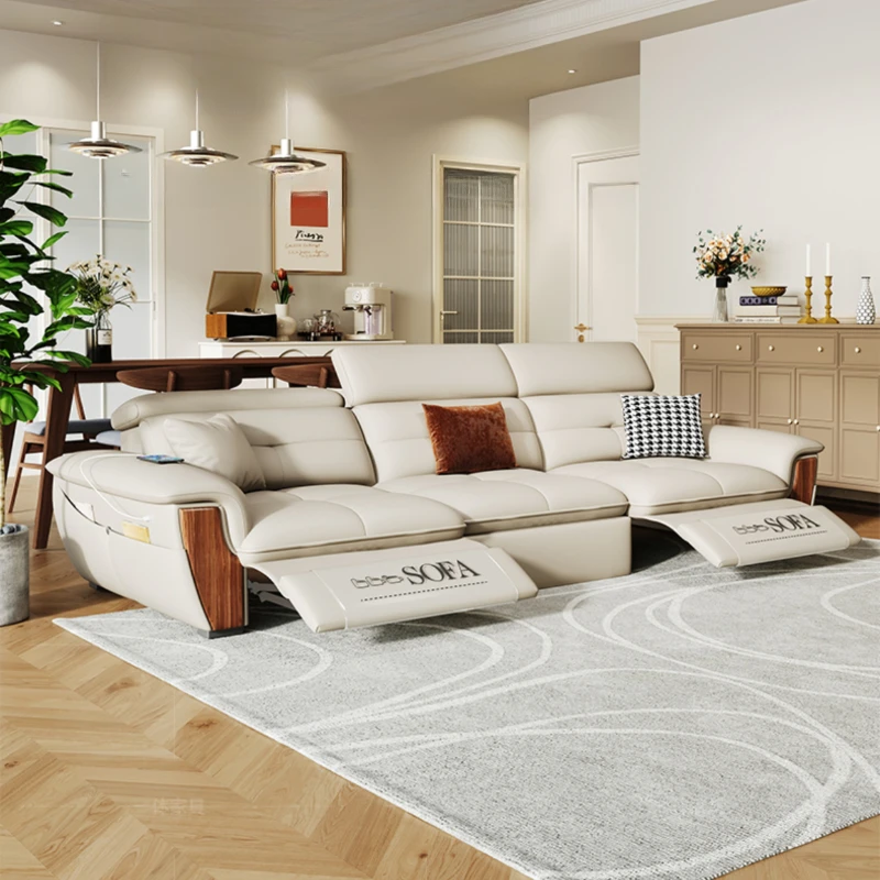 

Leather Electric Sofa Bed Multifunction Telescopic Lounge Loveseat Sofa Bed Daybed Designer Schlafsofa Living Room Furniture