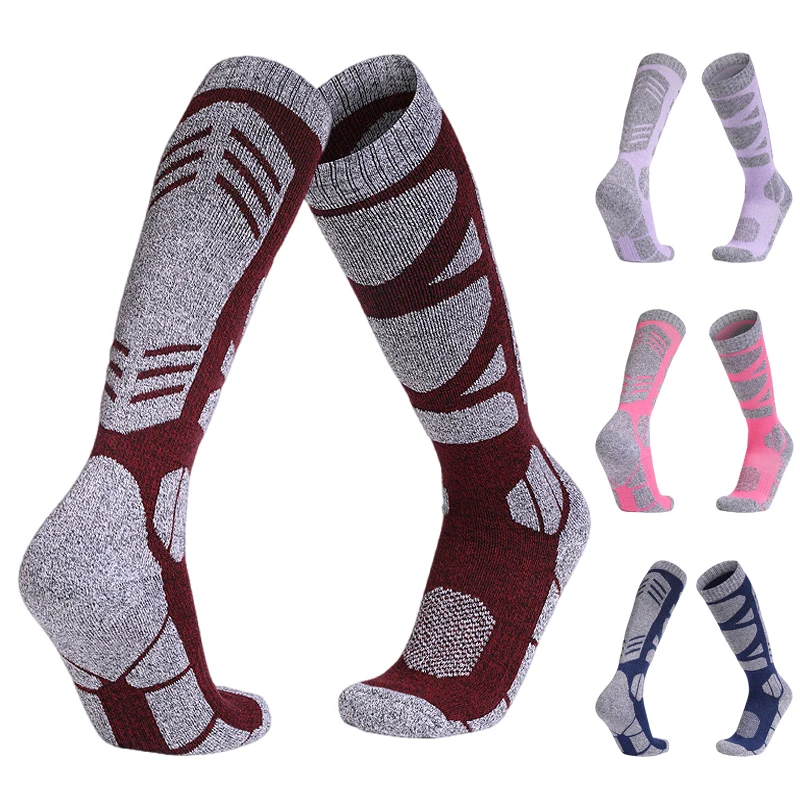 Зимние Лыжные носки для женщин и мужчин, профессиональные толстые спортивные теплые носки с подушкой для альпинизма, походов