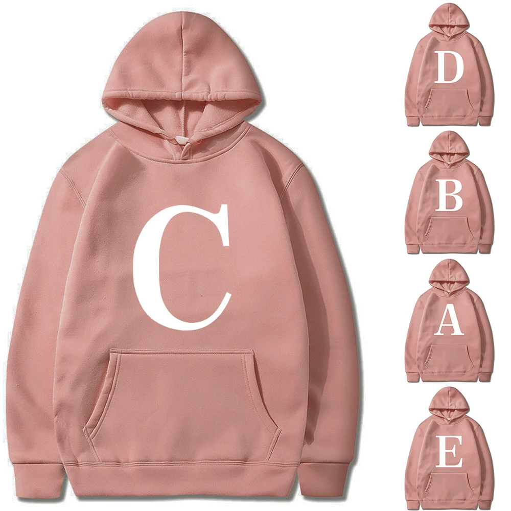 

Hoodies 26 English White Letter Print Streetwear Pullover Casual Loose Hoodies for Couples Fashion Long Sleeve Pockects New Tops