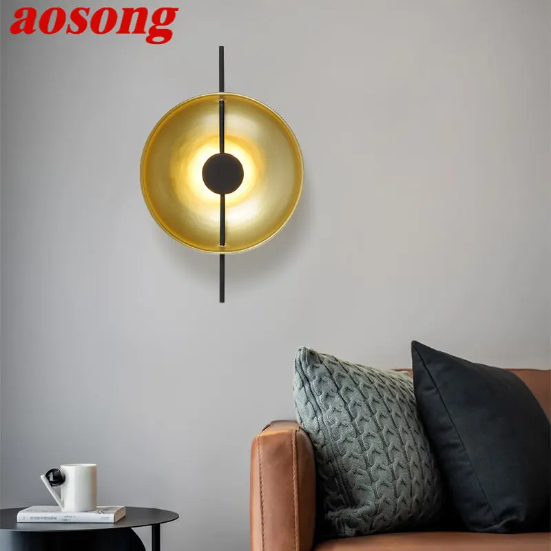 Aosong Nordic Interior Gold Lampada Da Parete Led 3 Colori Modern Simple Creative Sconce Light Per La Casa Soggiorno Camera Da Letto Decor