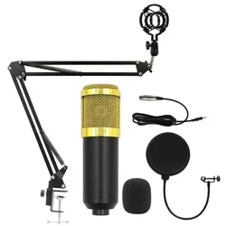 Premium Condenser Microphone Kit with USB and Suspension Bracket (Style A Golden)