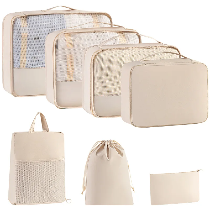 7Pcs Travel Organizer Portable Suitcases Accessories Cosmetic Essentials Storage Bag Clothes Shoes Luggage Arrange Pouch Pocket