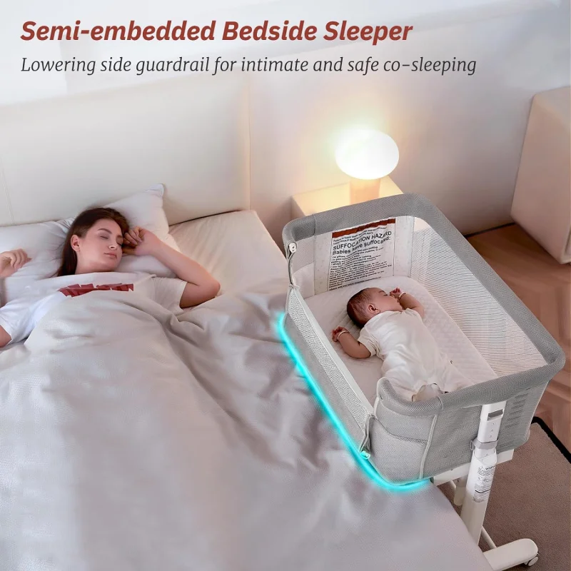 Rocking Bassinet for Baby Automatic Bedside Electric Cradle 5 Heights Adjustable Sleeper Babies Infant