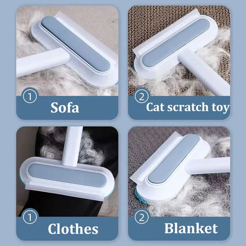 Pet Hair Removal Set Tool Reusable Static Removal Gloves Double-Sided Grooming Gloves Remove Dog Cat Fur Hair for Carpets Sofa 4