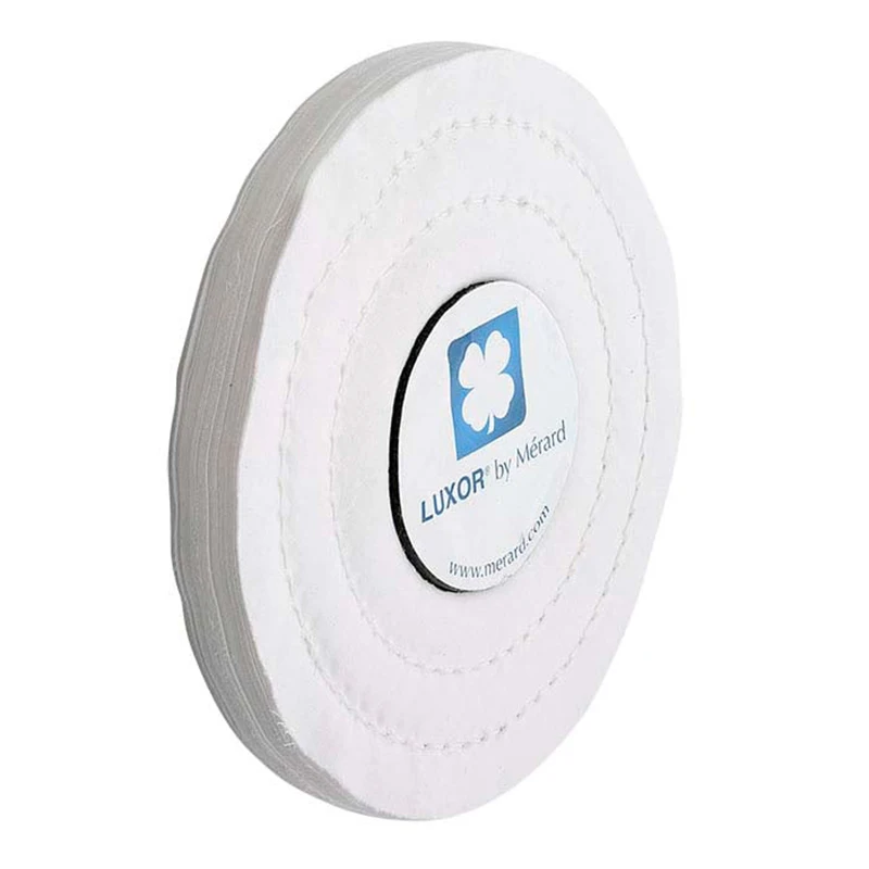 럭소르 메라드 TPB 코튼 폴리싱 버프 휠 6인치 4인치 보석 시계 금속 마감용 코튼 스테이플드 걸레 중간 연마용