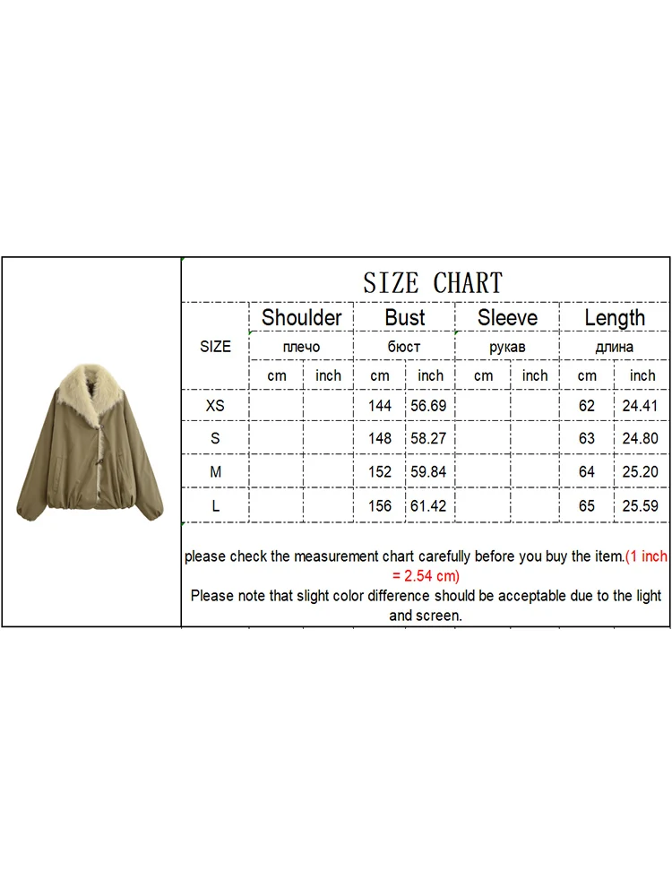 Women Minimalist Horn Button Cotton Coat Fashionable Solid Fur Collar Winter Thick Warm Jacket Trendy Ladies Cotton Jacket