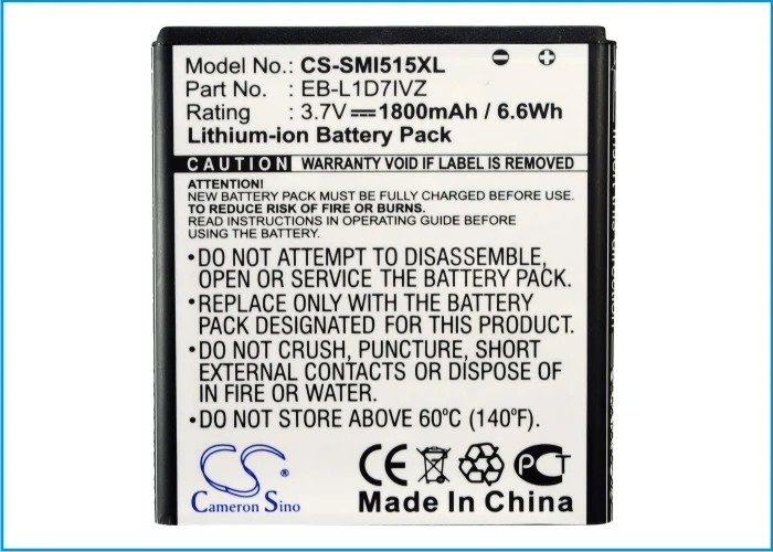 Cameron Sino 1800mah Battery Eb-l1d7ivz For Samsung Sch-i515 ...