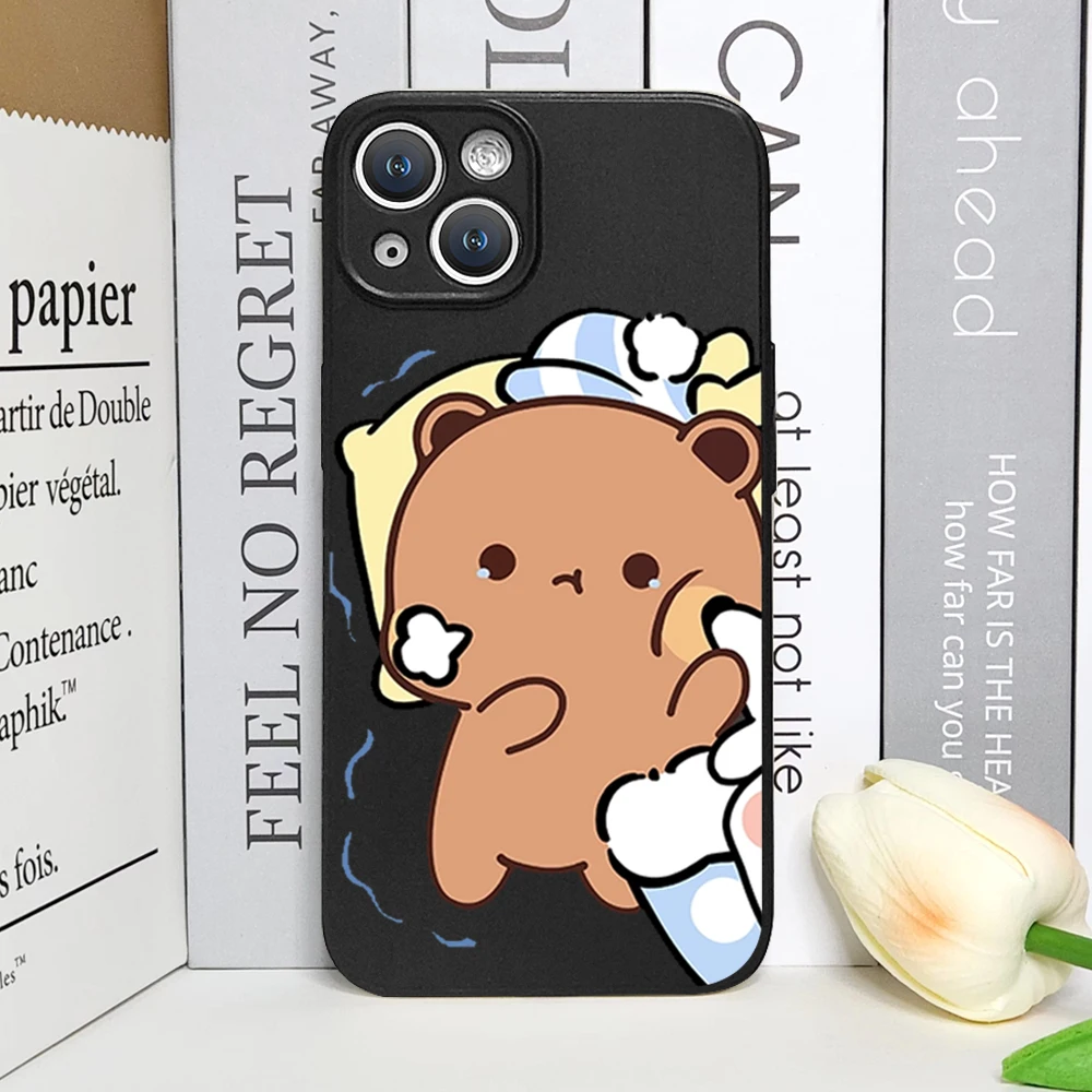 Bubu Dudu Cute Couple Bear Phone Case for IPhone 11 13 16 15 14 12 Pro Max Mini X XS XR 7 8Plus Soft Silicon Cover Lovers Fundas