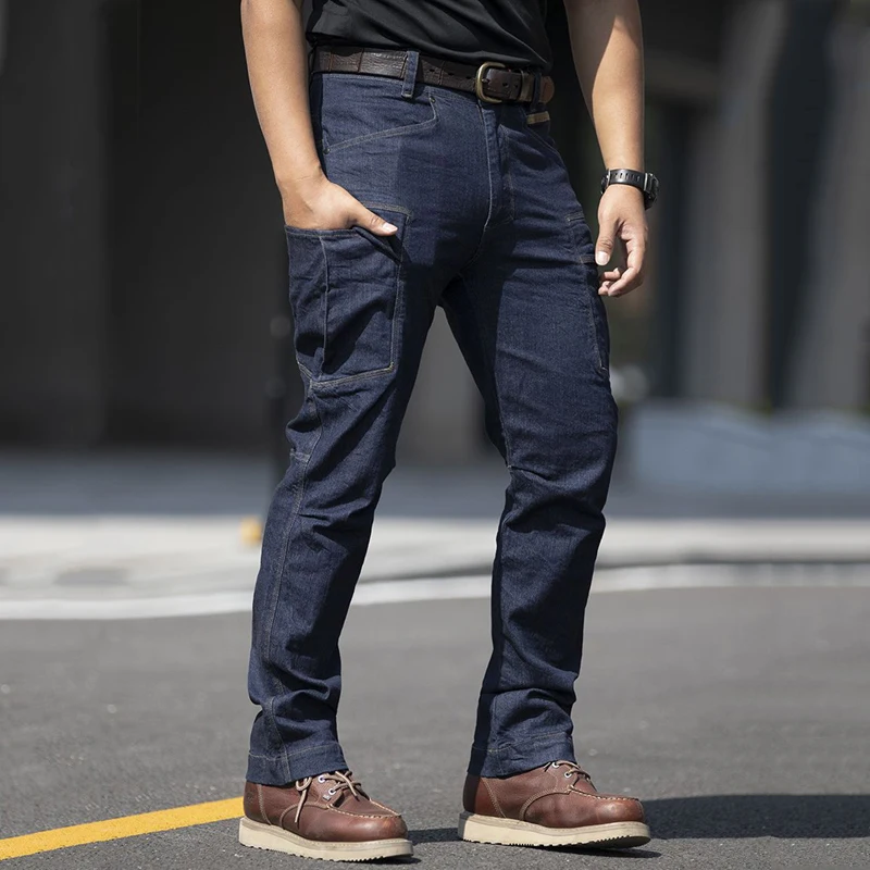 US Stretch Jeans Men Hiking Fishing Denim Pants Outdoor Tactical Pants Casual Cargo Trousers Hombre Mountaineering Clothing