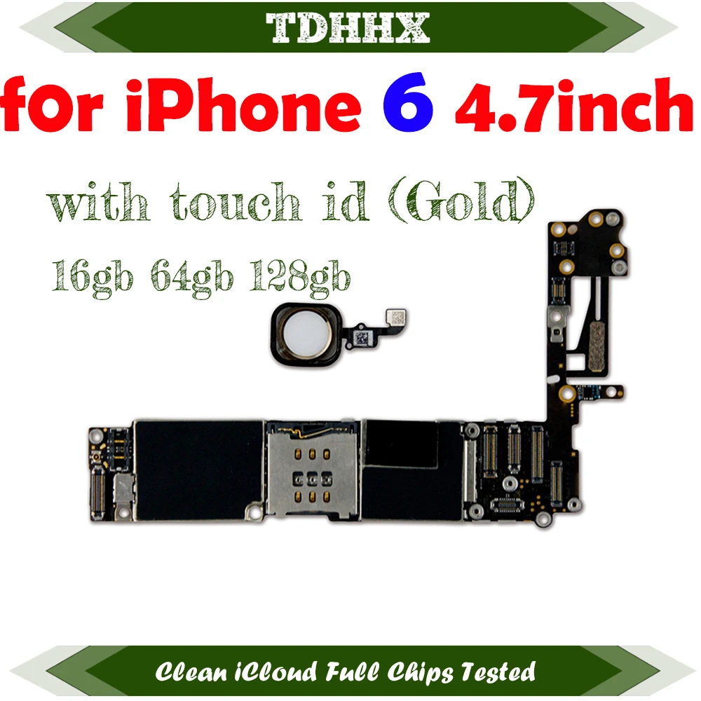 Iphone Motherboard For iPhone 6 (4.7inch) Motherboard with Touch ID Fingerprint iOS 4G Lte 16 / 32 / 64 128GB Mainboard Working Logic Board TEST
