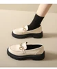 Chunky Loafers Women Genuine Cow Leather Platform Shoes Round Toe Metal Chain Slip on Ladies Flats Handmade 2023 3
