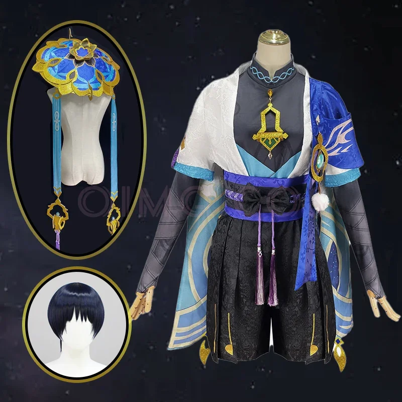 Wanderer Kunikuzushi Cosplay Impact Costume Uniform Wig Anime Halloween Costumes Women Game Fatui Scaramouche Balladeer