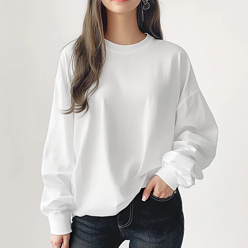 Camisetas Mia Muse para mujer, informales, básicas, de uso diario, de manga larga, color liso, con cuello redondo, para oficina.