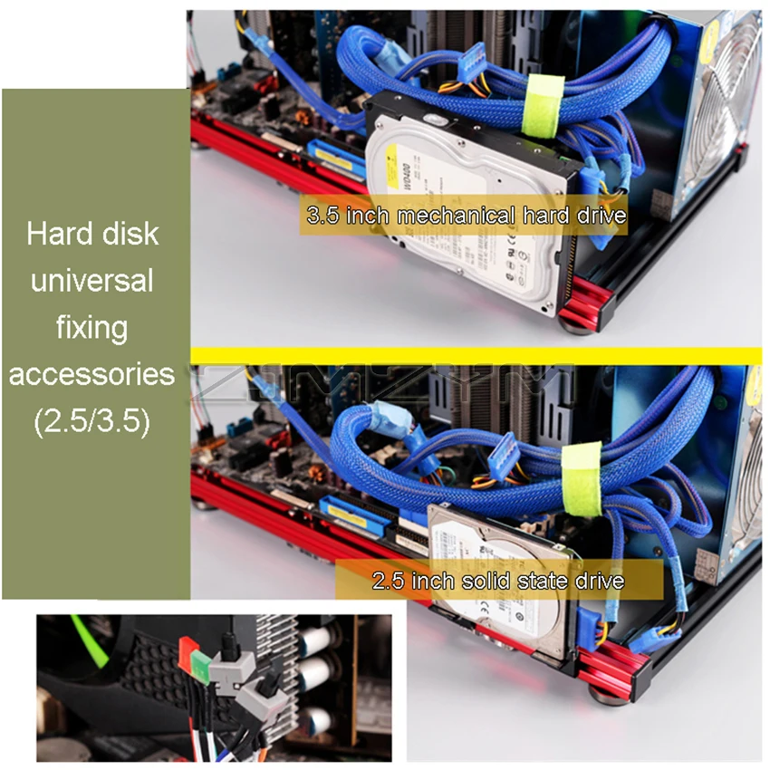 Atx pc Banco de Teste Liga de Alumínio Caixa do Computador Refrigeração Água Quadro Aberto Overclock ar Case Htpc Suporte Placa Gráfica - Imagem 6