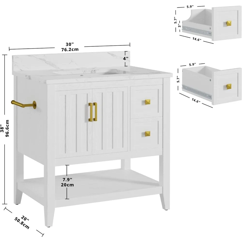 Bathroom Vanity with Sink, 30" Bathroom Cabinet with 2 Drawers and Storage, Modern Bathroom Vanity Set, Easy Assembly 2