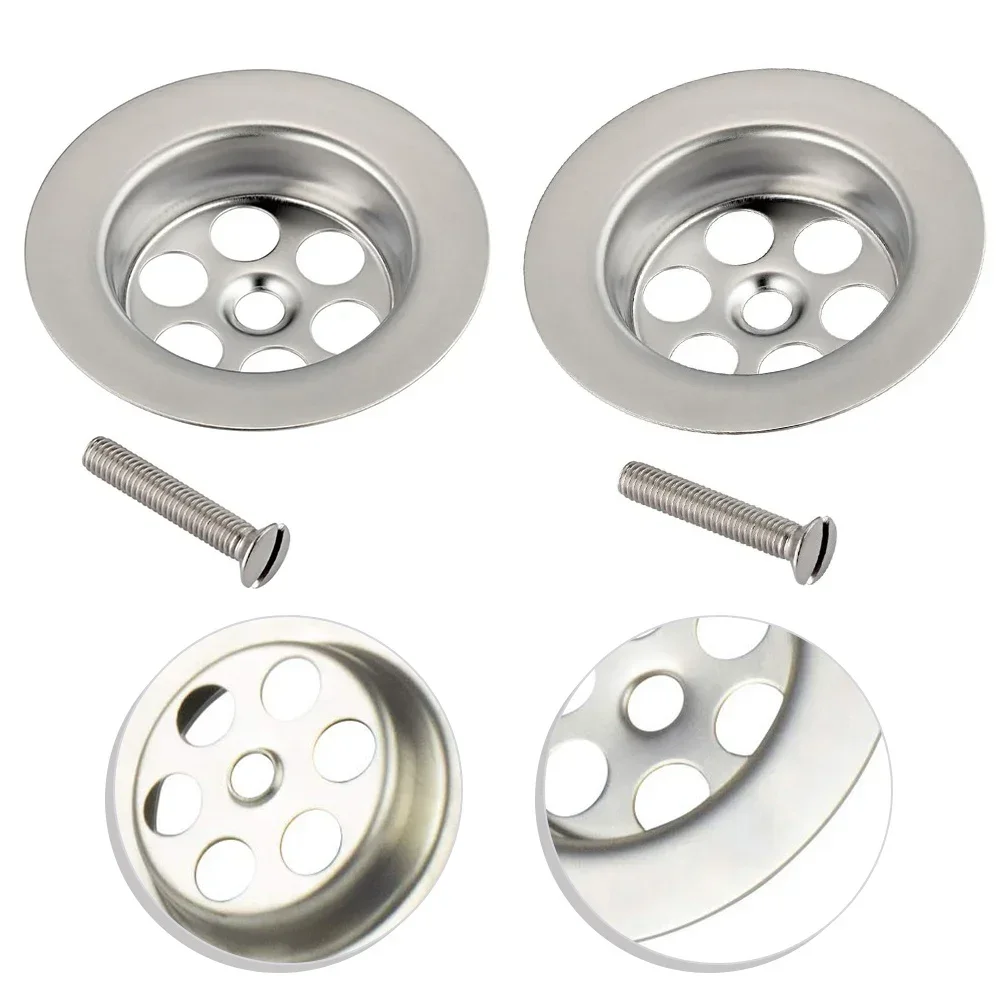 Diameter 70mm kitchen sink plug filter Bath Plug Hole Spare With Screw Stainless Steel Drain Accessories Plug Hole Covers 2 Set
