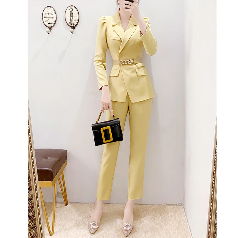 2 Piece Sets Women 2024 Spring Korean Fashion Office Lady Business Casual Elegant Blazer High Waist Slim Solid Suit Pants Outfit