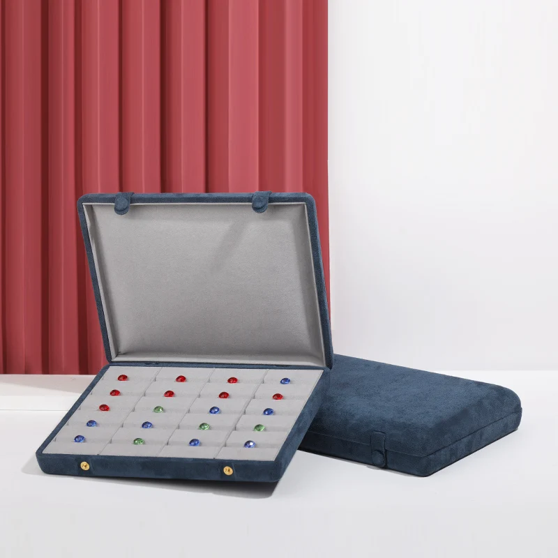 Highgrade Rectangular Microfiber Sky Blue Jewelry Box Party Stage