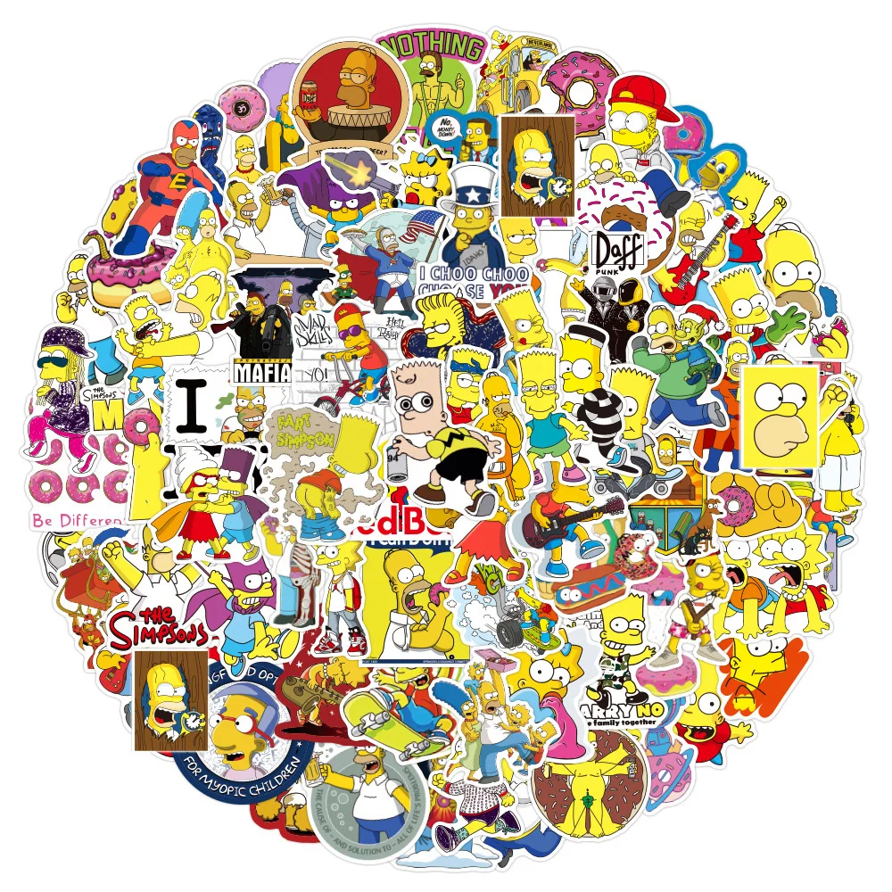 10/30/50/100pcs Cool Cartoon Simpson Anime Stickers Decal Kid Toy Skateboard Laptop Luggage Phone Car Funny Waterproof Sticker