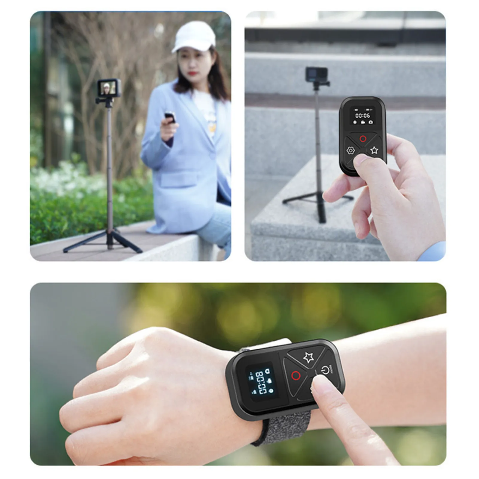 ABS+TPU Bluetooth Remote Controller With Cable For GoPro hero 10 9 8 Max Camera 80M Wireless Control Action Camera