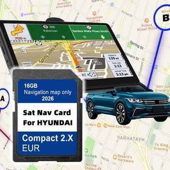 Scheda di Memoria SD GPS GEN2 Navigation Compact 2.X con Mappe Europa UK 2026 per Hyundai H1 i20 Santa Fe Grand Santa Fe Tucson