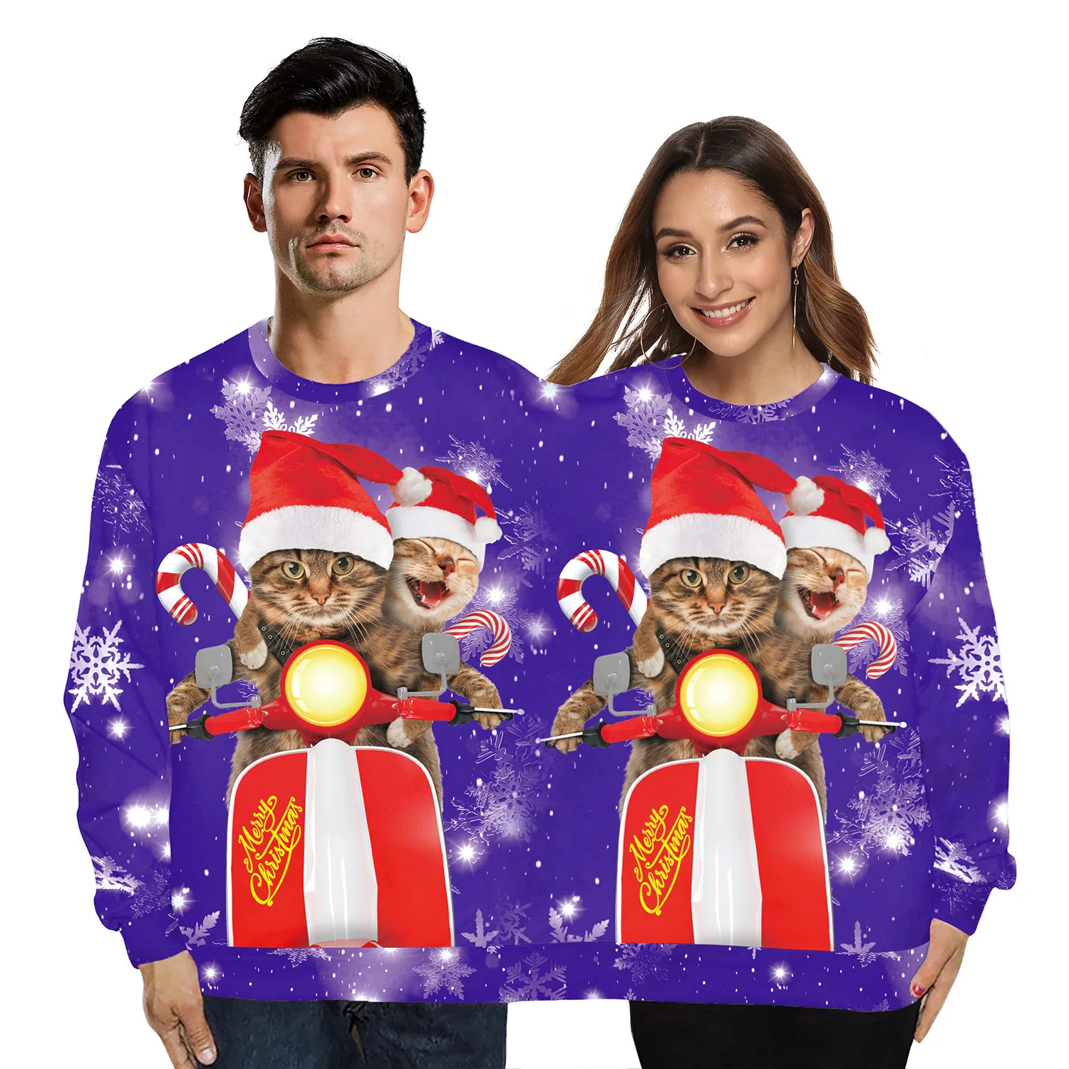 

Cute Cat Animal Cartoon Twinset Men Women Ugly Christmas Sweater Funny Xmas Pullovers Holiday New Year Party Dress Up Jumpers