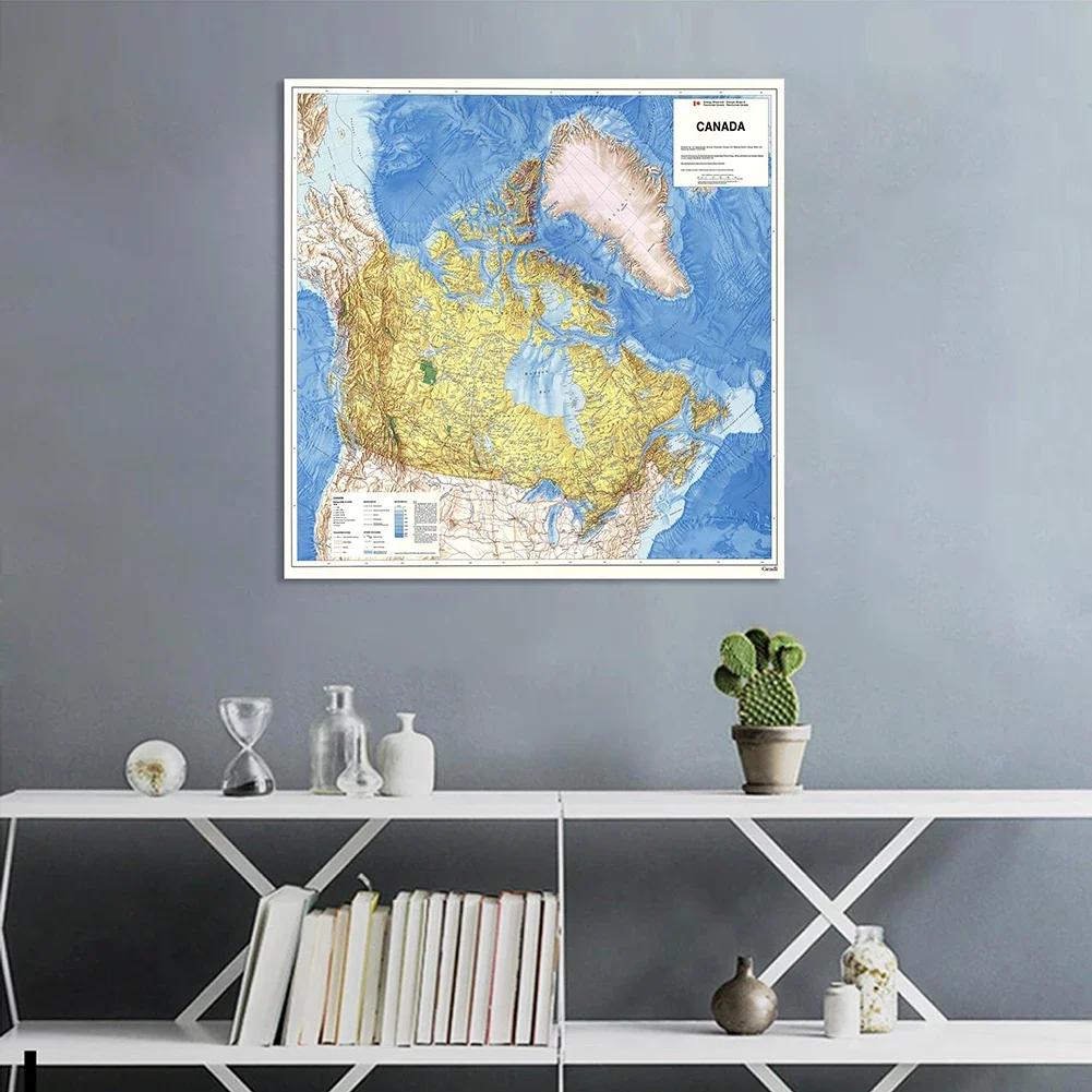 90*90cm Vintage Map of The Canada In 1983 Non-woven Canvas Painting Retro Wall Poster Classroom Home Decor School Supplies