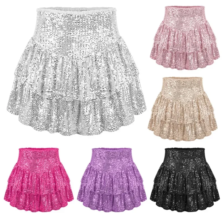 2024 African Party Evening Clothes for Women Spring Summer Sexy High Waist Sequin Mini Pleated Skirts Dashiki Africa Clothing