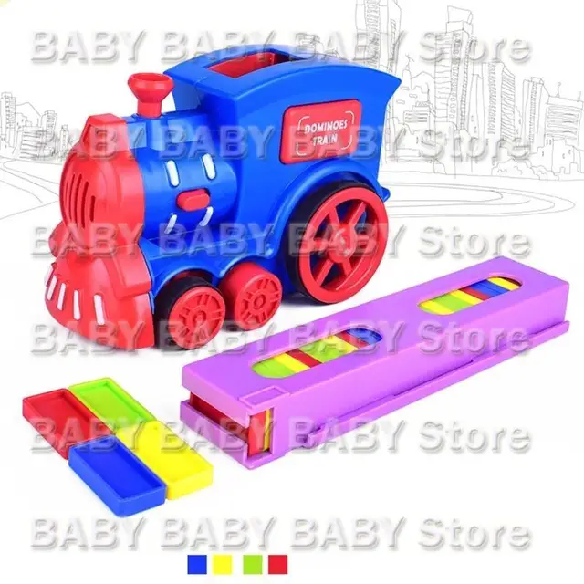 Q81A Developmental Playset Dominos Tile Game Toy Train for w/ Realistic Sound L 4