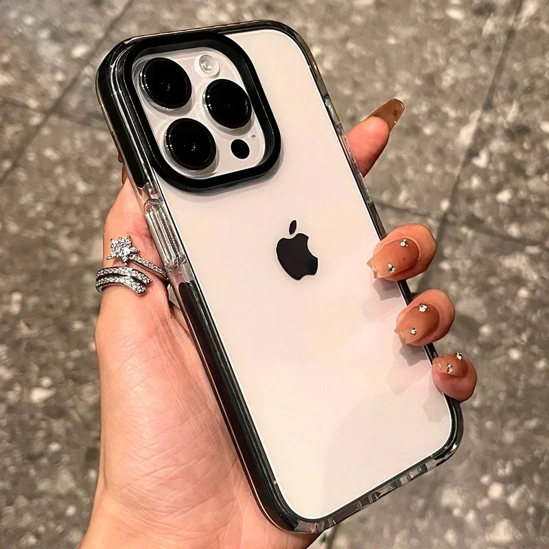 Luxury Transparent Airbag Shockproof Phone Case with Contrasting Bumper Design