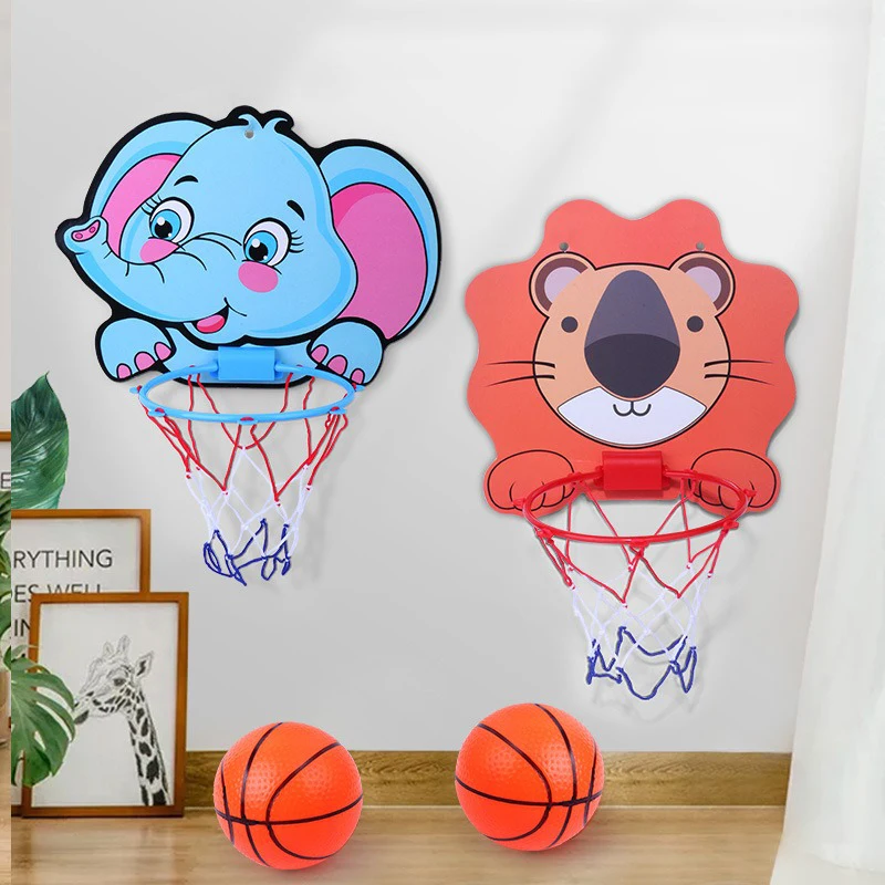 Children Cartoon Animal Basketball Hoop Family Interactive Educational Toy Punching Indoor Outdoor Wall Ball Toys Indoor Games