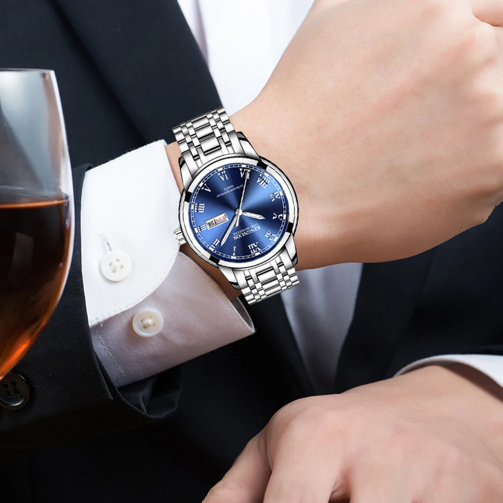 Top Brand Watch Men Stainless Steel Business Date Clock Male Waterproof Luminous Watches Mens Luxury Sport Quartz Wrist Watch