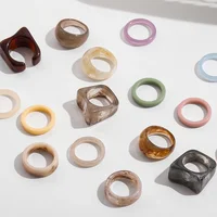 Colorful Transparent Acrylic Resin Rings for Women Girls Fashion Geometric Square Round Chunky Ring Jewelry Gifts 2024 New 2