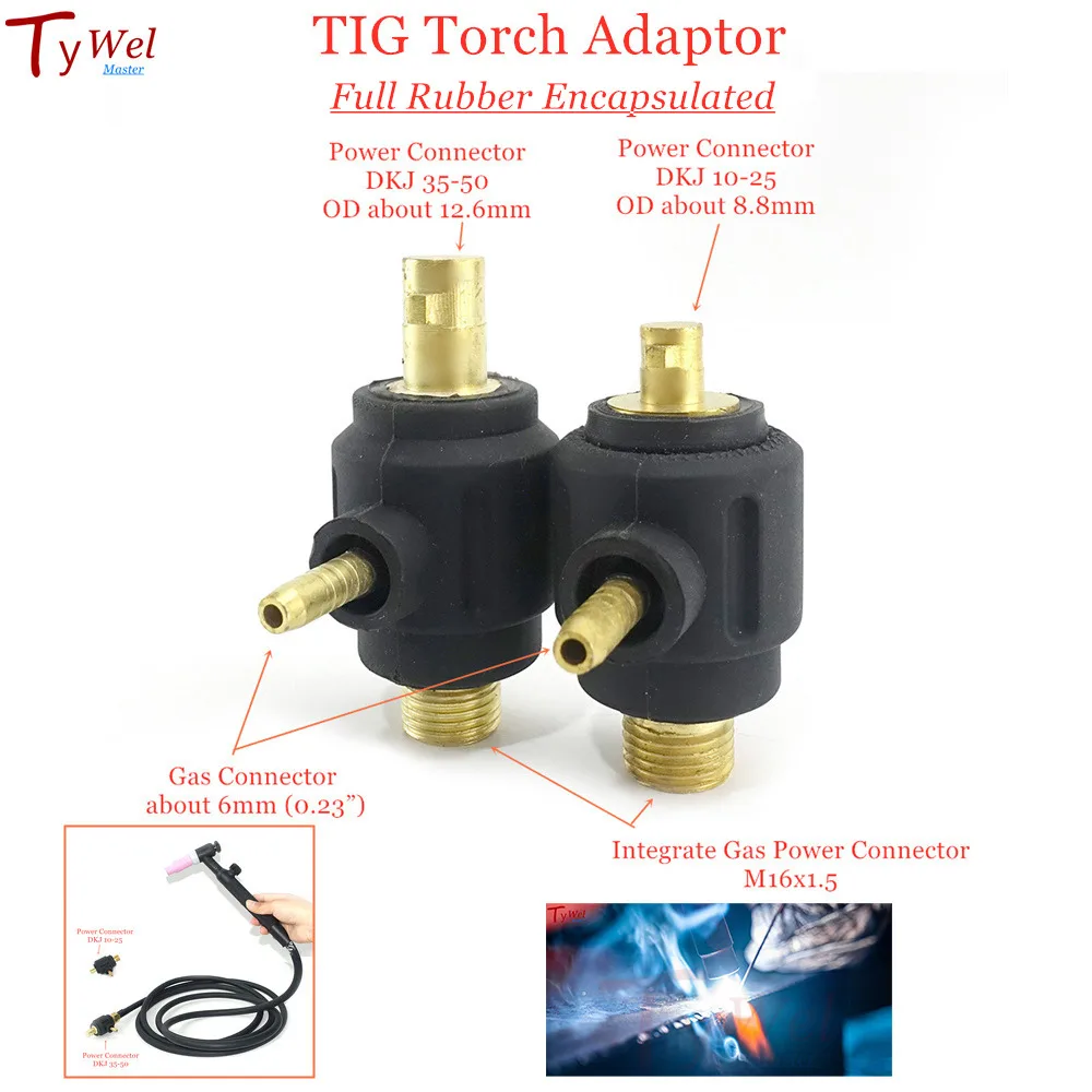 Adaptador de antorcha TIG integra el conector de alimentación de Gas