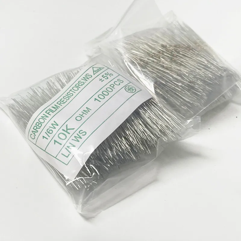 Carbon Film Resistor 1000pcs 1/6W Carbon Film Resistor 5% 1R ~ 1M 10R 100R 220R 330R 1K 2.2K 3.3K 4.7K 10K 22K 47K 100K 1M 0 10 100 220 330 470 ohm