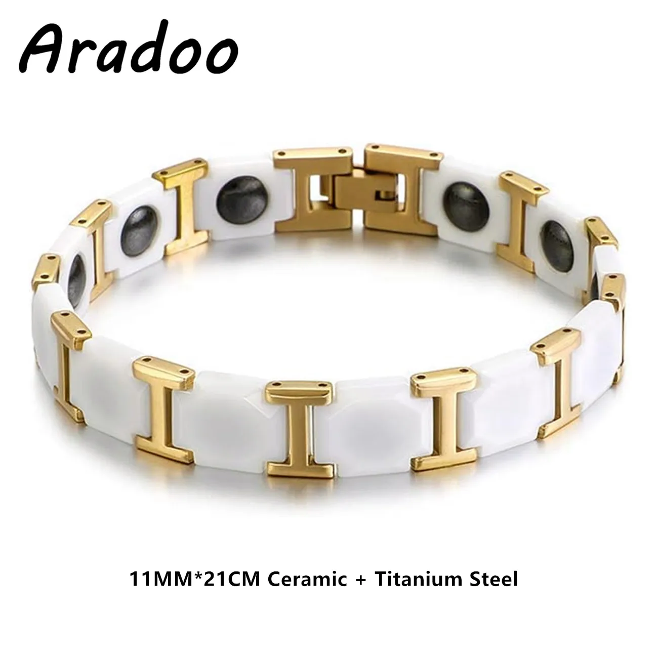 Titanium Steel & Ceramic Magnetic Hematite Sport Bracelet