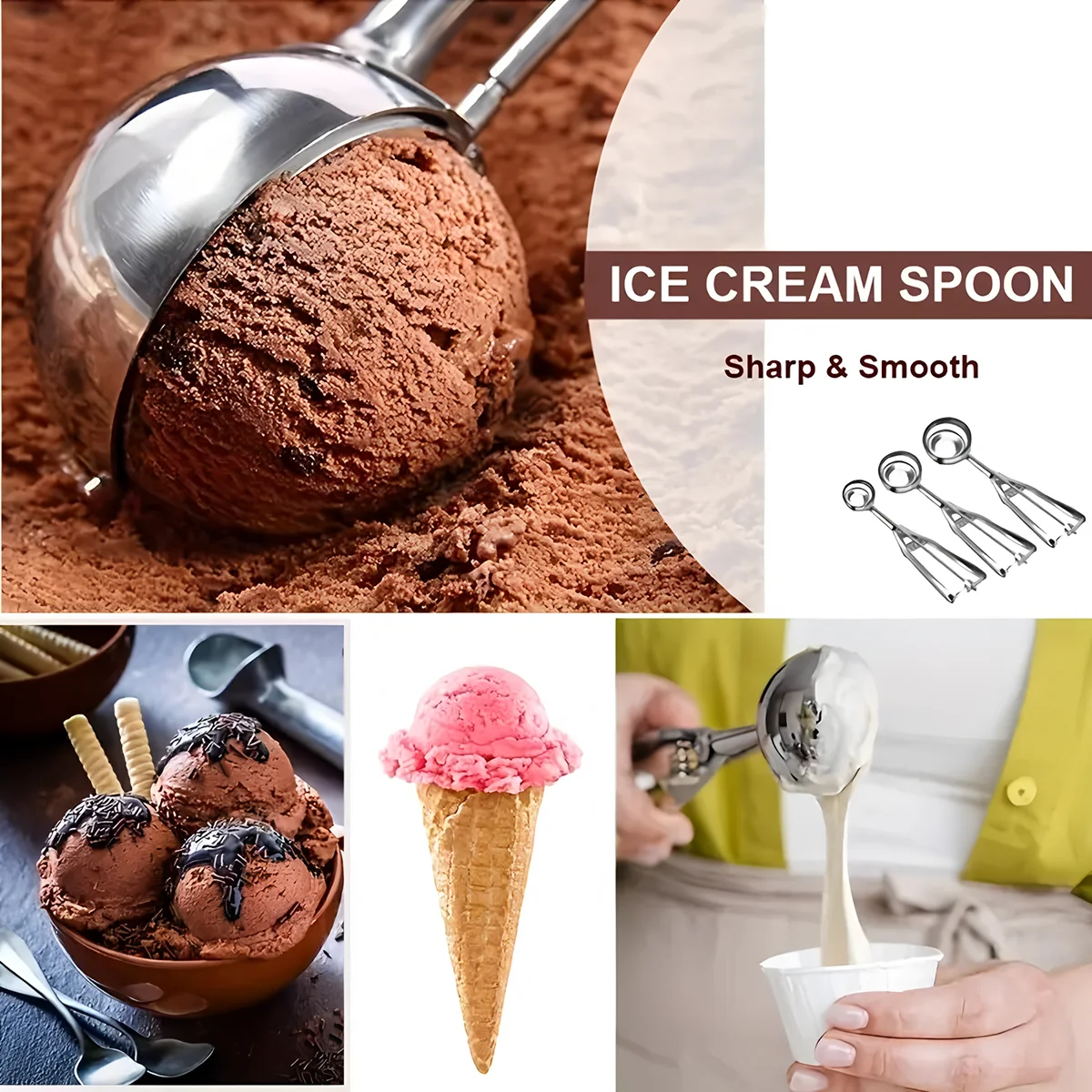 Stainless steel ice cream scoop trigger release Creative practical multifunctional