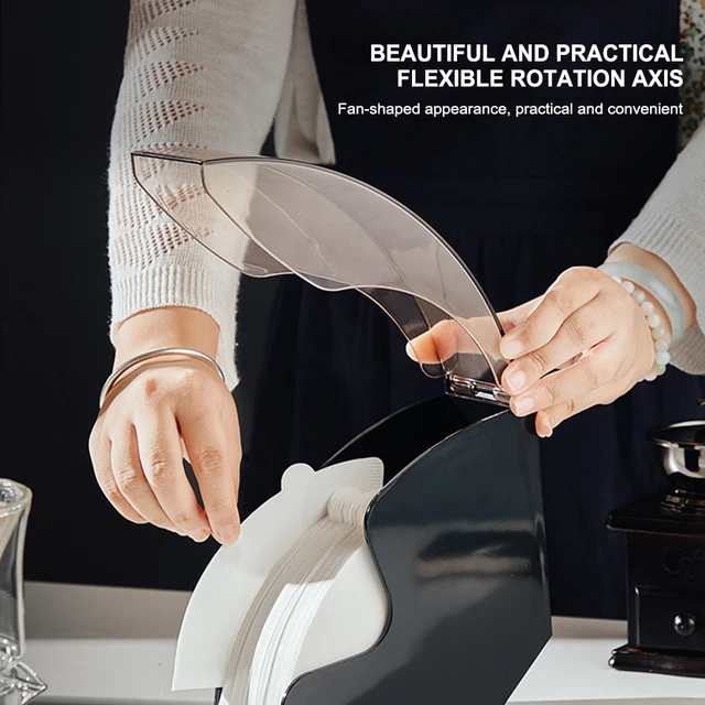 Kúp Kávé Szűrő Papír Adagoló Doboz Műanyag Kéz Csepegtető Tároló Porálló Szűrőpapír Tartály Tartó - Image 6