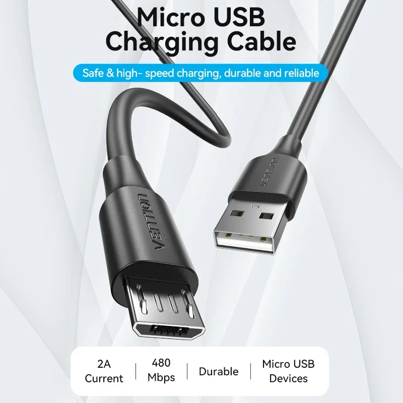 High-Speed USB 2.0 to Micro-B Fast Charging Data Cable