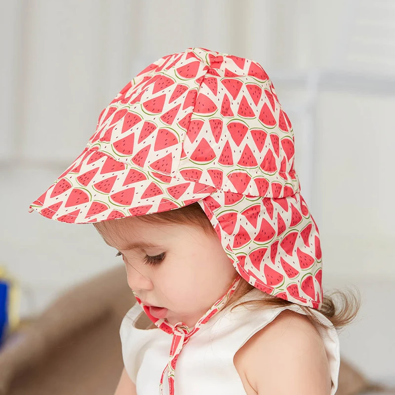 Baby Hat Kids Bucket Hat Kids Sun Hat Children's Fisherman Hat Outdoor Boys Girls Shawl Sunshade Printing Sun