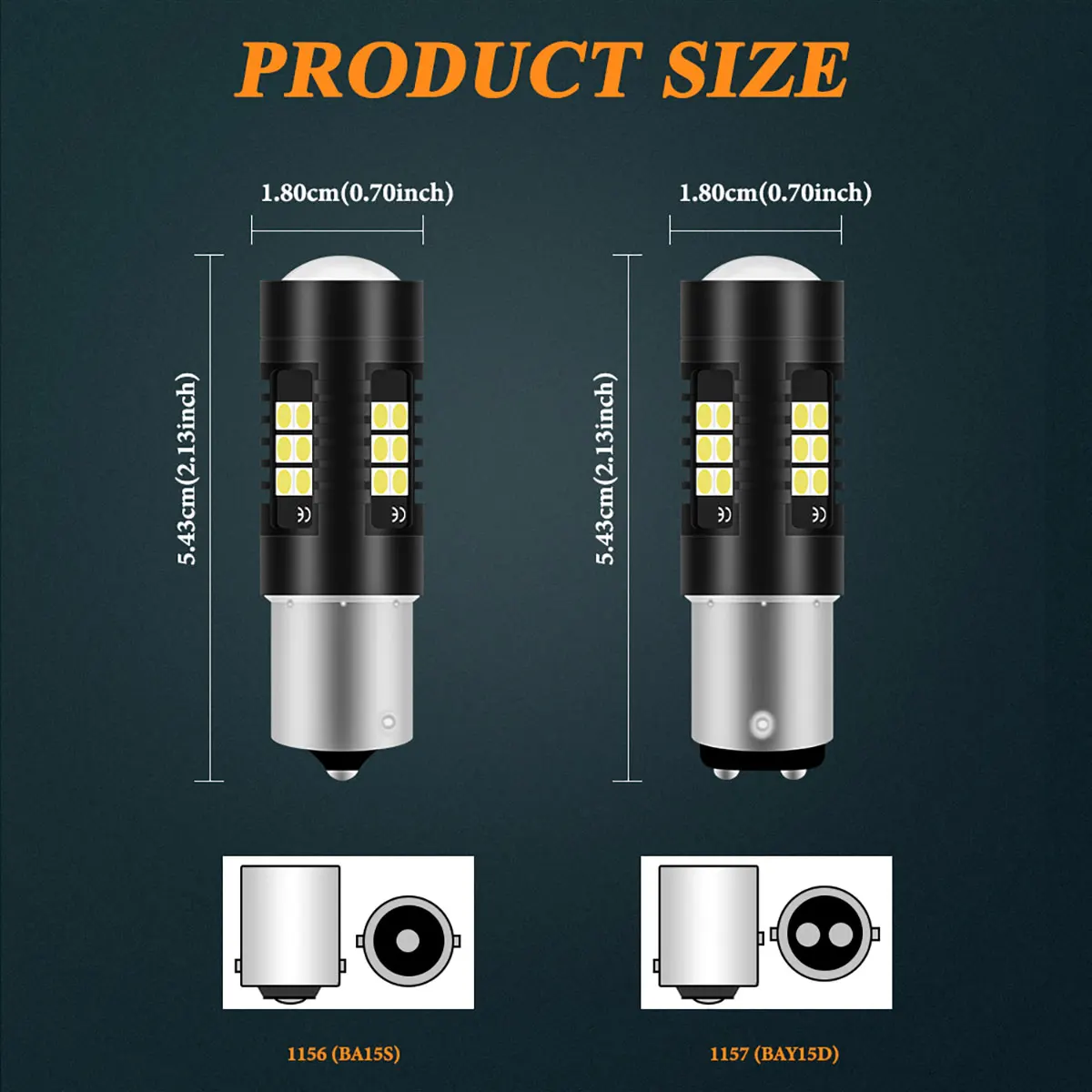 High-Performance LED Car Turn Signal and Brake Light Bulbs, Pack of 2
