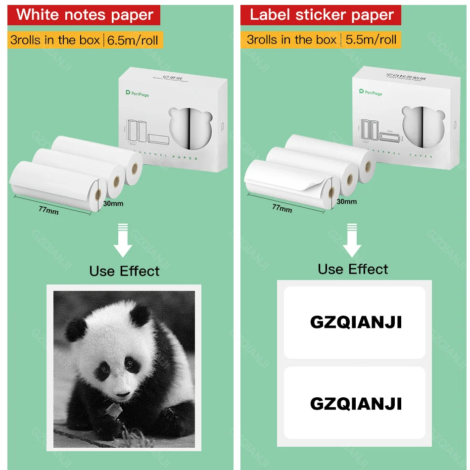 For Peripage A9 A9 Pro Official Photo Printer 77mm Thermal Paper Notes Sticker 10 Years Color Pure White Transparent Label Paper
